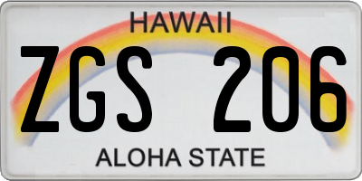 HI license plate ZGS206
