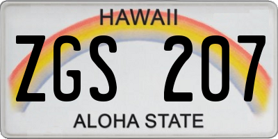 HI license plate ZGS207