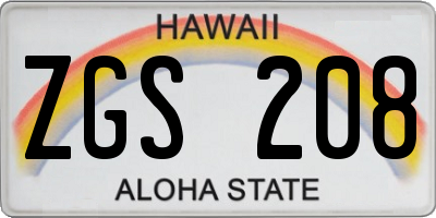 HI license plate ZGS208