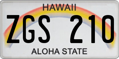 HI license plate ZGS210