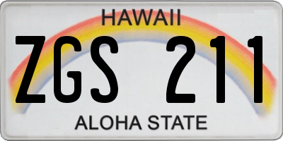 HI license plate ZGS211