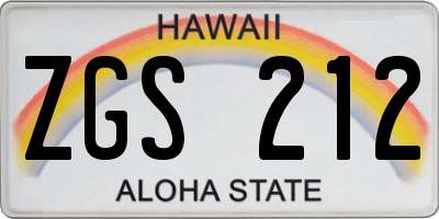 HI license plate ZGS212