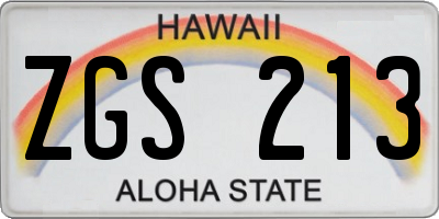HI license plate ZGS213
