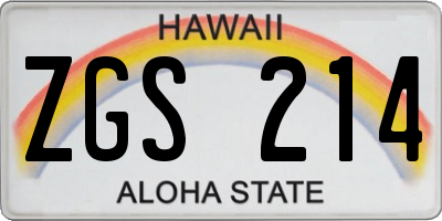 HI license plate ZGS214