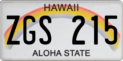 HI license plate ZGS215