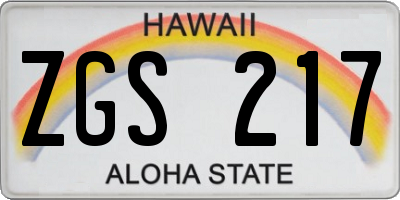 HI license plate ZGS217