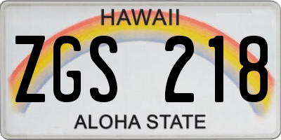 HI license plate ZGS218