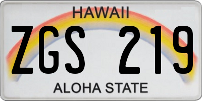 HI license plate ZGS219