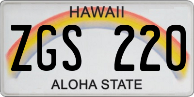 HI license plate ZGS220