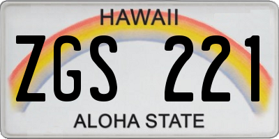HI license plate ZGS221