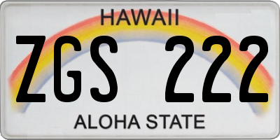 HI license plate ZGS222