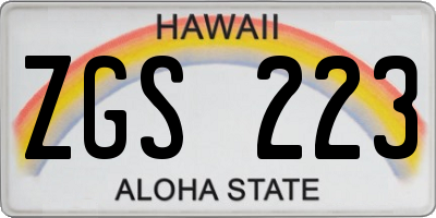 HI license plate ZGS223