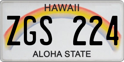 HI license plate ZGS224