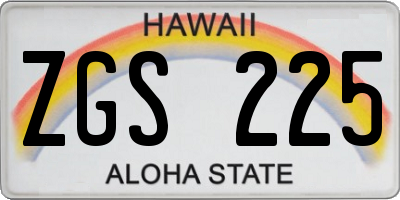 HI license plate ZGS225