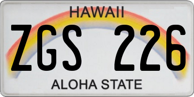 HI license plate ZGS226