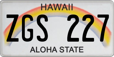 HI license plate ZGS227