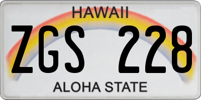 HI license plate ZGS228