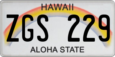HI license plate ZGS229