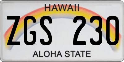 HI license plate ZGS230