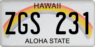 HI license plate ZGS231