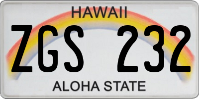 HI license plate ZGS232