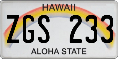 HI license plate ZGS233
