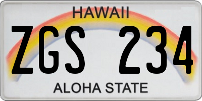 HI license plate ZGS234