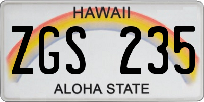 HI license plate ZGS235