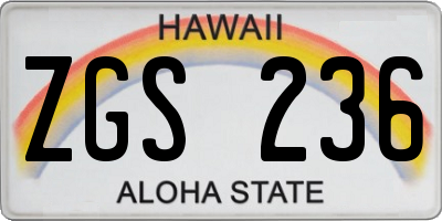 HI license plate ZGS236