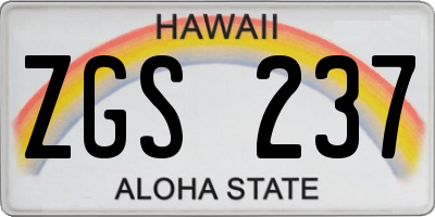 HI license plate ZGS237