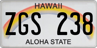 HI license plate ZGS238