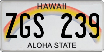HI license plate ZGS239