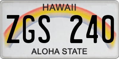 HI license plate ZGS240