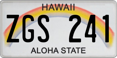 HI license plate ZGS241