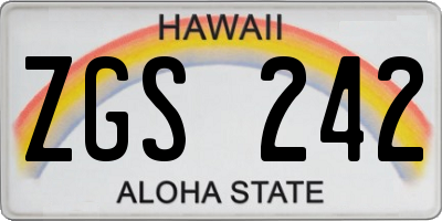 HI license plate ZGS242