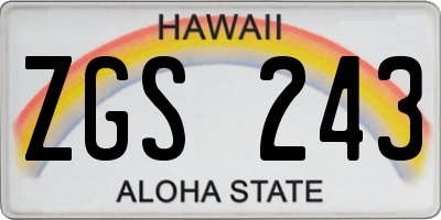 HI license plate ZGS243