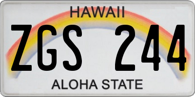 HI license plate ZGS244