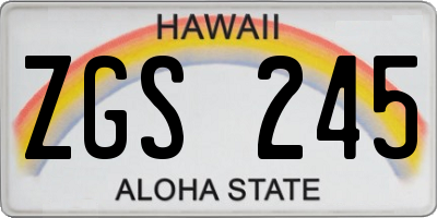 HI license plate ZGS245