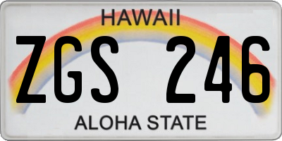 HI license plate ZGS246