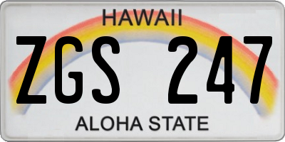 HI license plate ZGS247