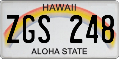 HI license plate ZGS248