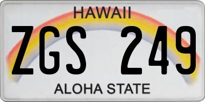 HI license plate ZGS249