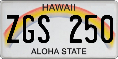 HI license plate ZGS250
