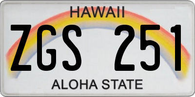 HI license plate ZGS251
