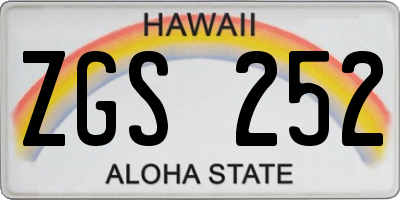 HI license plate ZGS252