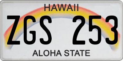HI license plate ZGS253