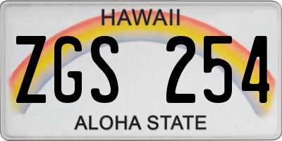 HI license plate ZGS254