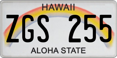 HI license plate ZGS255