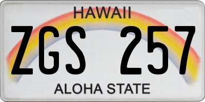 HI license plate ZGS257