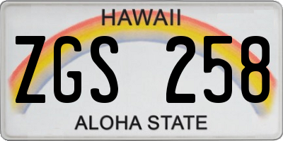 HI license plate ZGS258